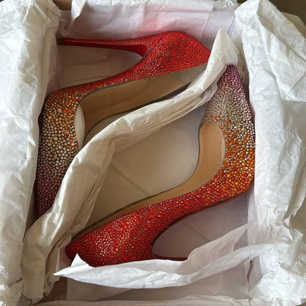 Christian Louboutinin pigalle follies STRASS crystal degrade ombré stiletto 38.5